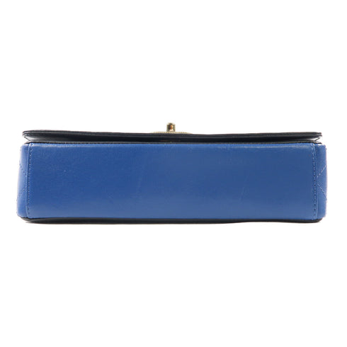 CHANEL Quilted CC GHW Chain Shoulder Bag Calfskin Leather Black/Blue v1