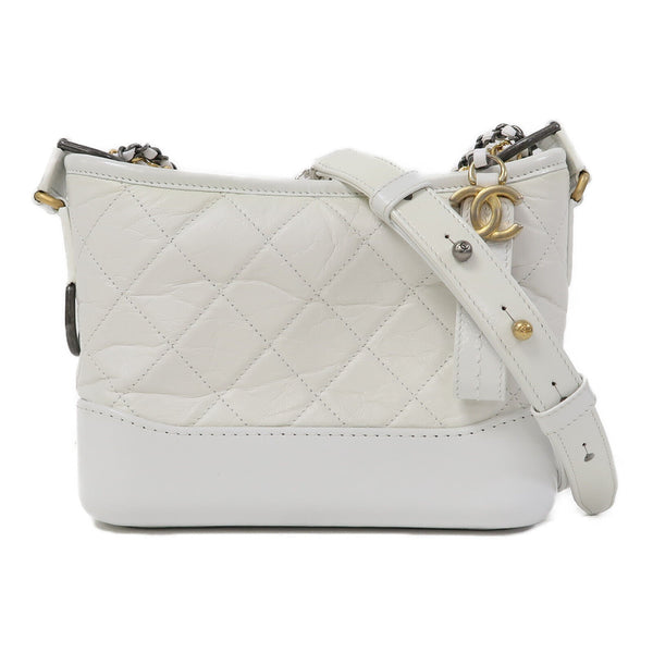 CHANEL Quilted CC Gabrielle Chain Shoulder Bag Calfskin Leather White v1