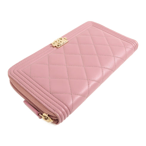 CHANEL CC GHW Boy Long Wallet Lambskin Leather