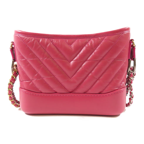 CHANEL CC Gabrielle Small Chain Shoulder Bag Calfskin Leather Pink