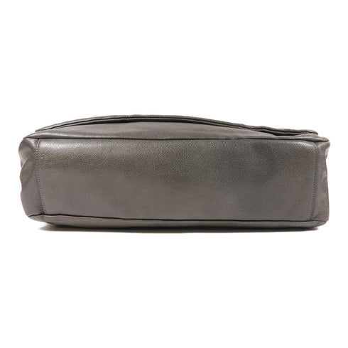 CHANEL CC SHW Hand Bag Calfskin Leather Silver Grey