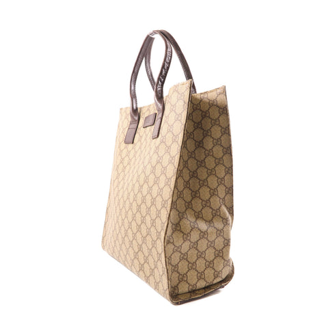 GUCCI GG Tote Bag Handbag 91249 Coated Canvas Brown