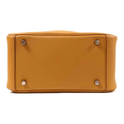HERMES PHW Mini Lindy 20 Shoulder Bag Swift Leather Sesame/Celeste