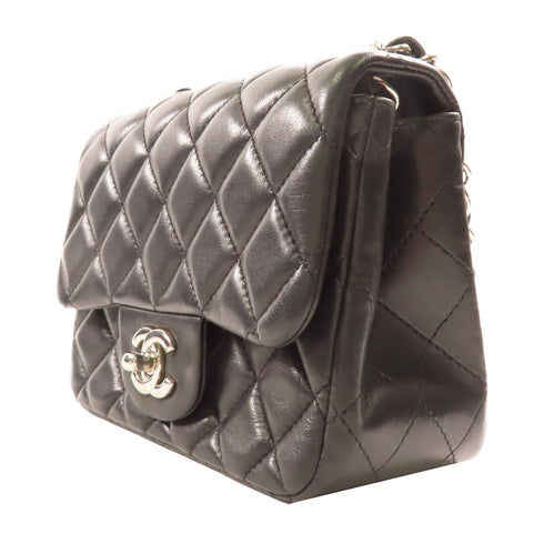 CHANEL CC SHW Mini Classic 17 Chain Shoulder Bag A35200 Lambskin Black