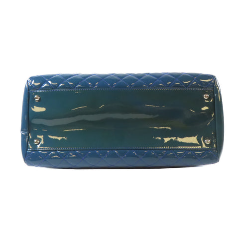 CHANEL Quilted CC SHW Chain Tote Bag Shoulder Bag Patent Leather Blue