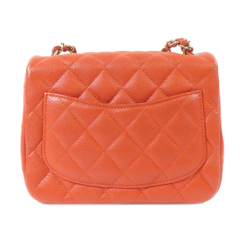 CHANEL CC GHW Mini Classic Hangbag Shoulder Bag A35200 Caviar Leather Orange