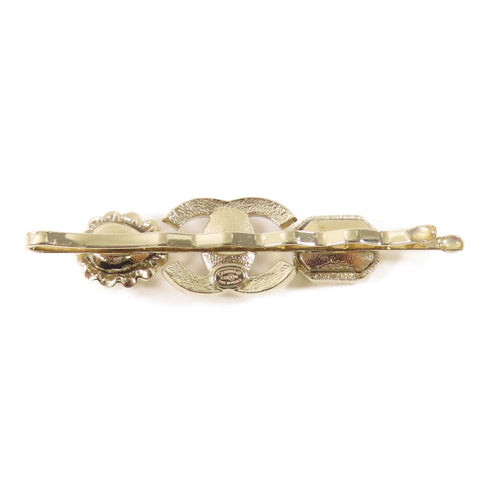 CHANEL CC Hair Clip Metal Crystal Gold