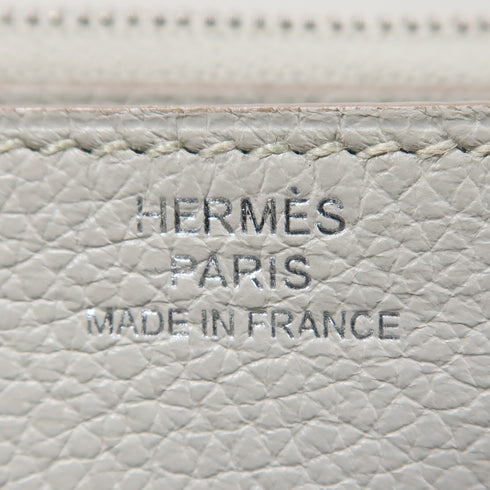 HERMES PHW Convoyeur Mini Shoulder Bag Evercolor Leather Grey