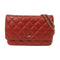 CHANEL Quilted CC SHW Wallet On Chain Shoulder Bag Lambskin Leather Red