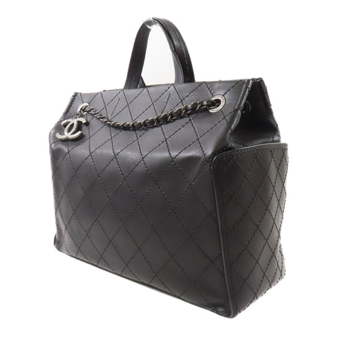 CHANEL CC SHW Chain 2 Way Shoulder Bag Calfskin Leather Black