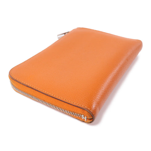 HERMES PHW Round Wallet Epsom Leather Orange