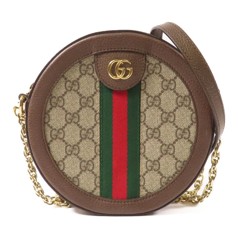 GUCCI GG GHW Chain Shoulder Bag 550618 Coated Canvas/Calfskin Leather Brown