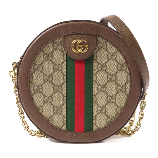 GUCCI GG GHW Chain Shoulder Bag 550618 Coated Canvas/Calfskin Leather Brown