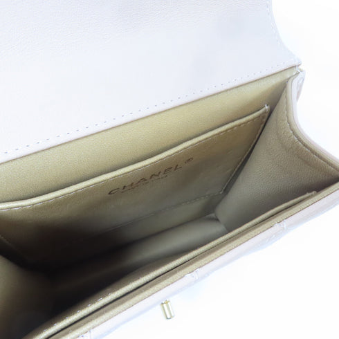 CHANEL Quilted CC GHW Chic Pearls Flap Chain Shoulder Bag Calfskin Leather Pink