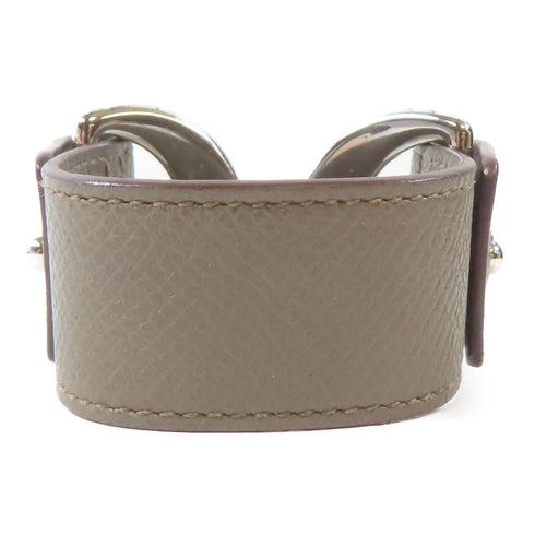 HERMES SHW Pavane Bracelet Bangle Veau Epsom Leather Etain Gray Hermes #XS #15cm