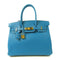 HERMES GHW Birkin 30 Handbag Epsom Leather Bleu Zanzibar Blue