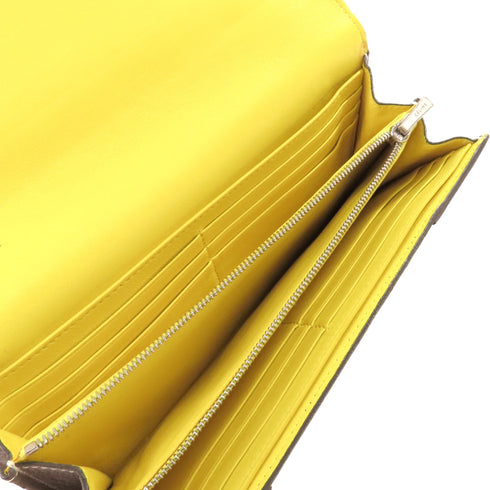 CELINE SHW Fold Long Wallet Calfskin Leather Grey Yellow