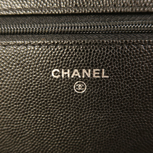 CHANEL CC SHW Boy WOC Wallet On Chain Chain Shoulder Bag Calfskin Leather Black