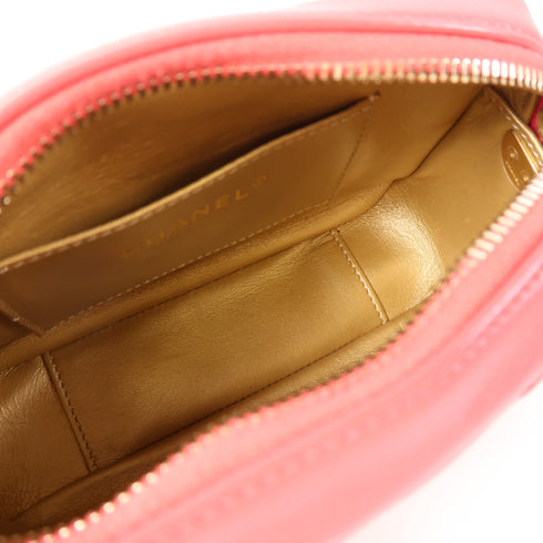 CHANEL CC GHW Chain Shoulder Bag Crossbody Lambskin Leather Red