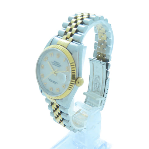 ROLEX Datejust 36 (Dial Oxidised) Automatic Watch 16233 Stainless Steel Beige