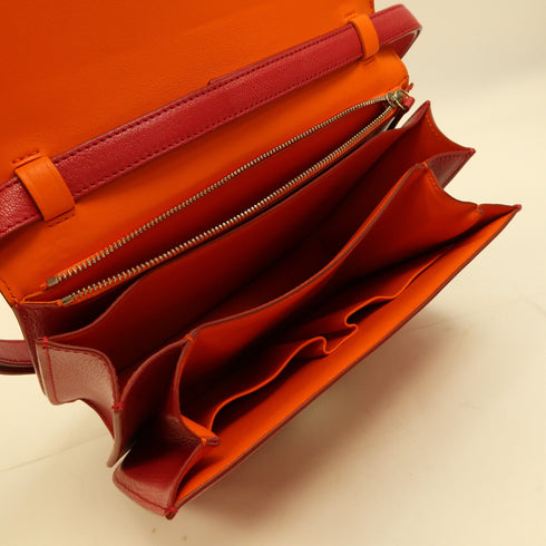 CELINE SHW Classic Box Shoulder Bag Calfskin Leather Red