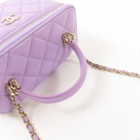 CHANEL GHW Vanity Case 2Way Shoulder Bag Lambskin Leather