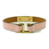 HERMES GHW Rivale Mini Bracelet Bangle Calfskin Leather Pink