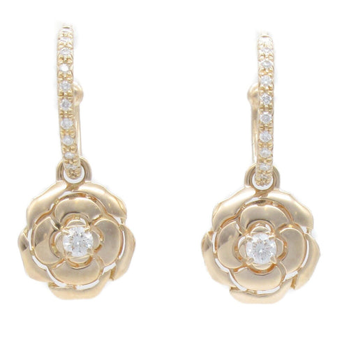 CHANEL CC Camellia Diamond Earrings J11659 18K Pink Gold
