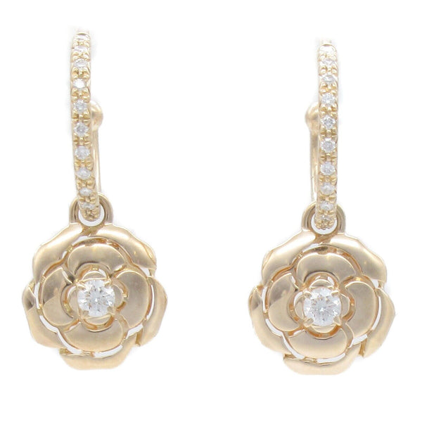 CHANEL CC Camellia Diamond Earrings J11659 18K Pink Gold