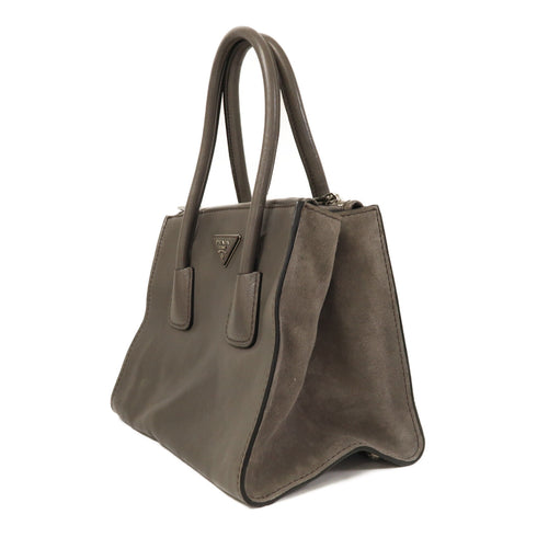 PARDA SHW 2 way Shoulder Bag Handbag Calfskin Leather Gray