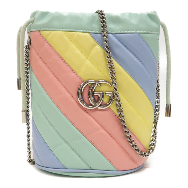 GUCCI GG SHW GG Marmont Mini Bucket Bag 575163 Calfskin Leather Multicolor