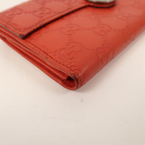 GUCCI GG SHW Long Wallet Calfskin Leather Red