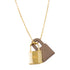 HERMES GHW O'Kelly Necklace Metal Swift Leather Etoupe Brown
