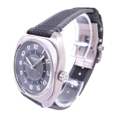 HERMES HO8 Automatic Watch Titanium Canvas Belt Grey