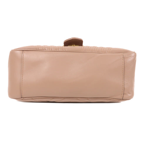 GUCCI GG GHW GG Marmont 2 Way Shoulder Bag 498110 Calfskin Leather Nude Pink