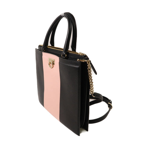 Salvatore Ferragamo GHW Shoulder Bag 2Way Calfskin Leather Pink/Black
