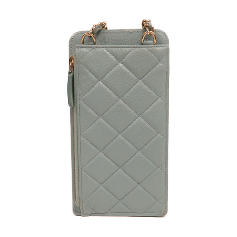 CHANEL Quilted CC GHW Phone Bag Chain Shoulder Bag AP0990 Caviar Blue