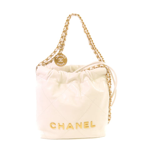 CHANEL Quilted CC GHW Mini Chanel 22 Hand Shoulder Bag Lambskin Leather AS3980