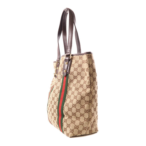 GUCCI GHW Shoulder Tote Bag 162899 GG Canvas