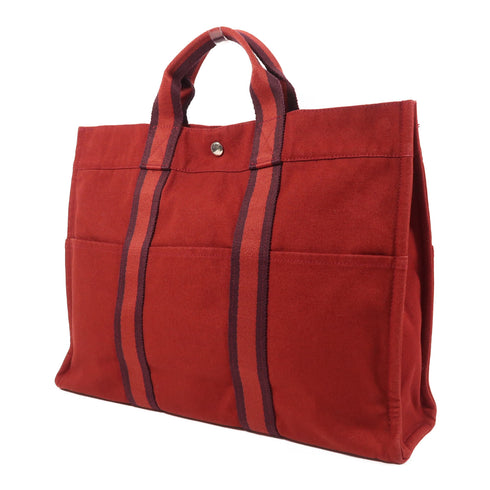 HERMES PHW Fourre Tout MM Hand Bag/Tote Bag Canvas Red