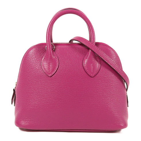HERMES PHW Mini Bolide 2 Way Shoulder Bag Chevre Rose Pourpre
