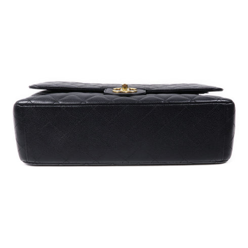 CHANEL CC GHW Maxi Classic Shoulder Bag Calfskin Leather Black