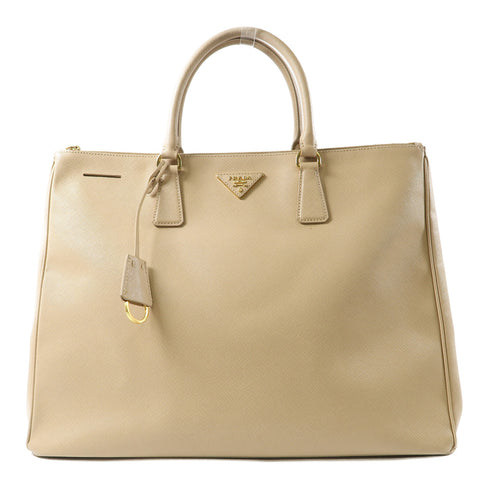 PRADA GHW Handbag BN1802 Saffiano Leather Light Brown
