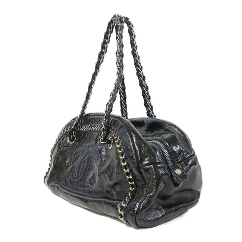 CHANEL CC SHW Chain Shoulder Bag Enamel Black