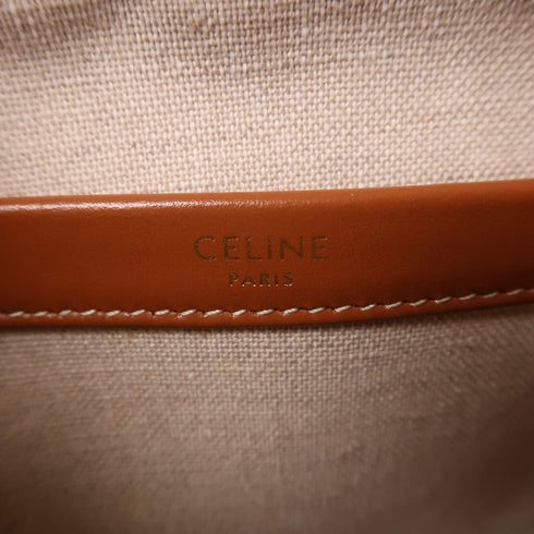 CELINE GHW 2 Way Shoulder Bag Canvas Red/White/Brown