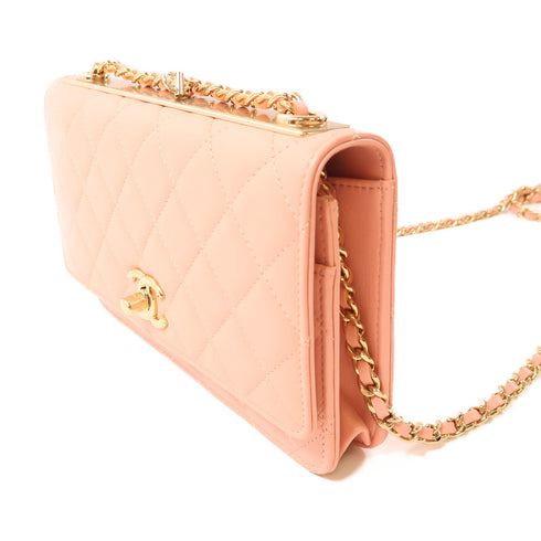 CHANEL CC GHW Chain Shoulder Bag Lambskin Leather Pink