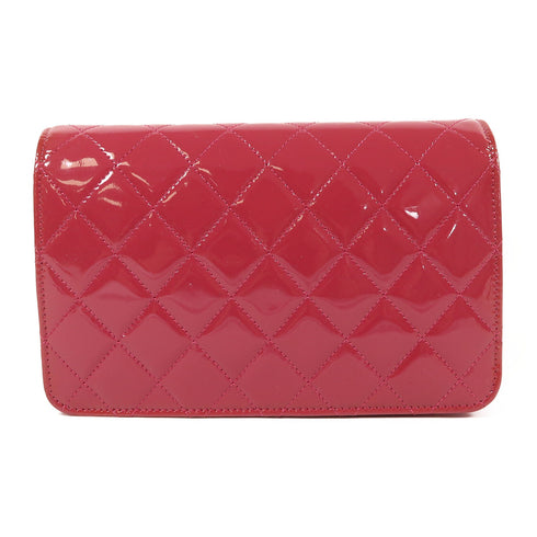 CHANEL CC SHW Wallet On Chain Shoulder Bag Patent Leather Pink