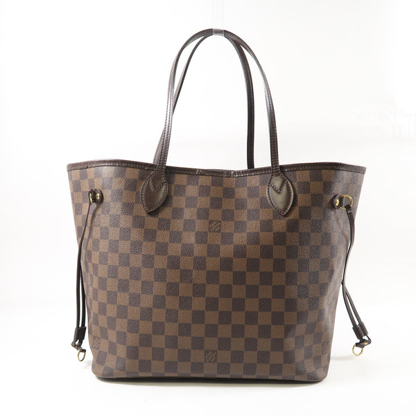 LOUIS VUITTON LV GHW Neverfull MM Shoulder Tote Bag N51105 Damier Ebene Brown