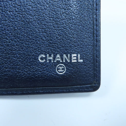 CHANEL CC SHW Camellia Fold Wallet Calfskin Leather Blue