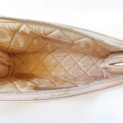 CHANEL Quilted CC SHW Pouch Cosmetic Bag Lambskin Leather Pink